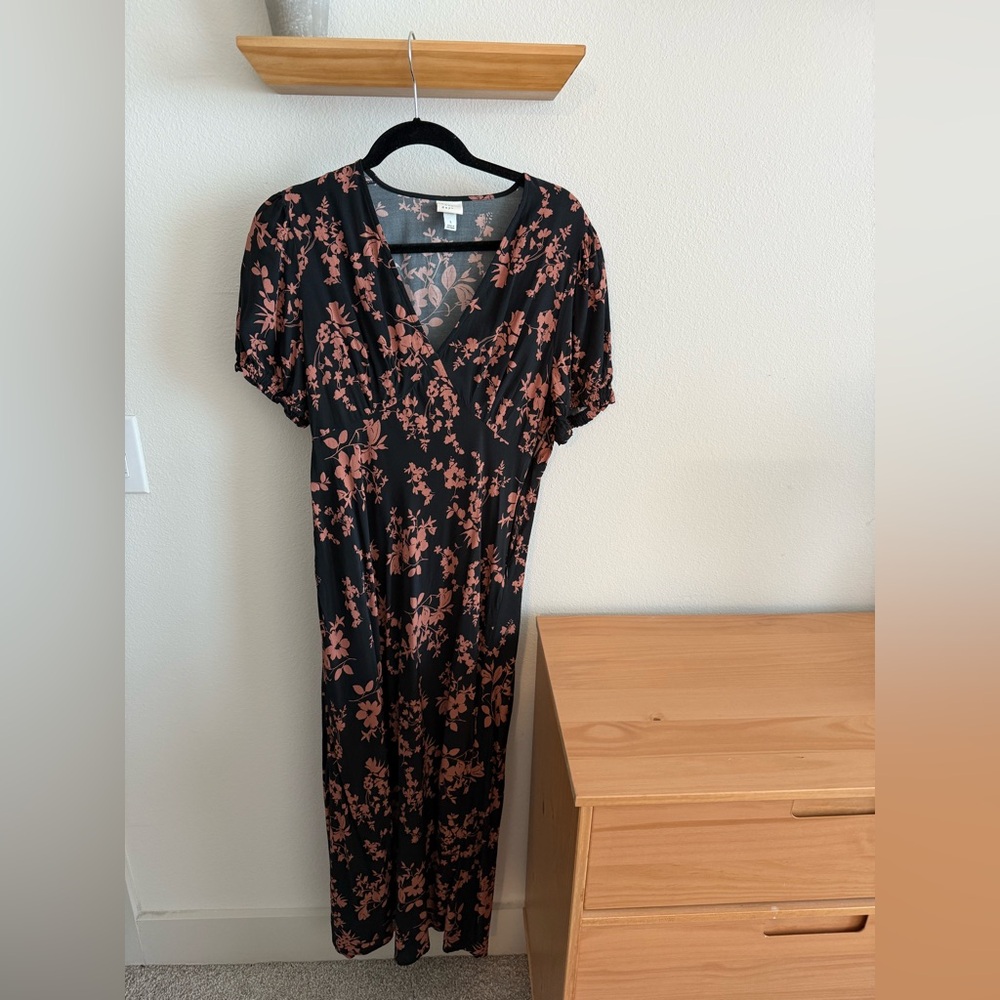 a new day Black and Tan Floral Midi Dress